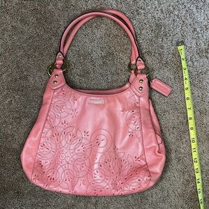 Coach Pink Shoulder Bag with Embossed Design